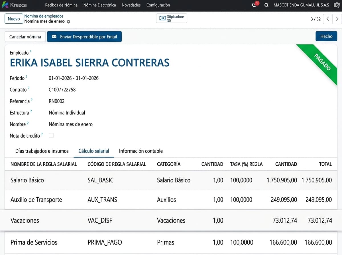 Liquidación de Nómina en Krezca